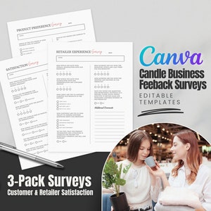 Small Business Kundenzufriedenheitsumfragen | Fragebogen für Kerzenhändler | Produkt- und Service-Feedback-Umfragen | Bearbeitbare Canva-Vorlagen