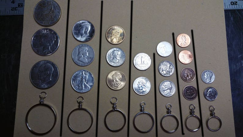 Coin Bezels Large Silver dollars,small presidential dollars Sacajawea ,S. B Anthony half,quarter,dime nickel,or penny. turn into a necklace. image 2