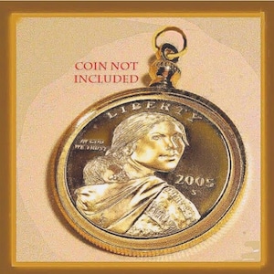 Gold coin bezel for Small Presidential dollars, Sacajawea dollars, Susan B Anthony only  for these coins  add chain and you have Necklace