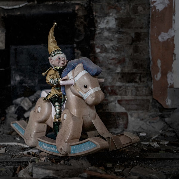 Digital Download Creepy Elf on a Thing,  Rocking Horse, Creepy Fireplace, Haunted room, Doll, Creepy Doll, Haunted House, Haunted Doll