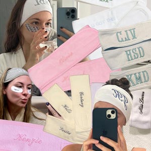Diadema de spa bordada personalizada (nombre o iniciales personalizadas) para propuesta de dama de honor, cumpleaños o regalo de spa.