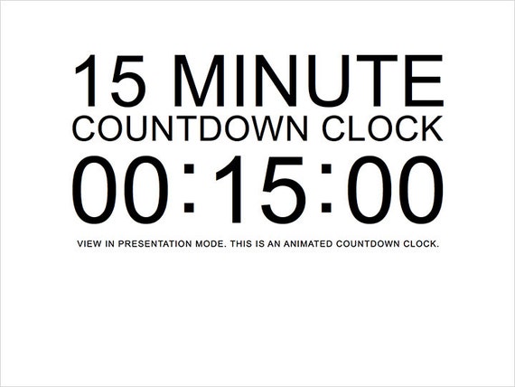 15 minute white countdown clock presentation powerpoint slide etsy