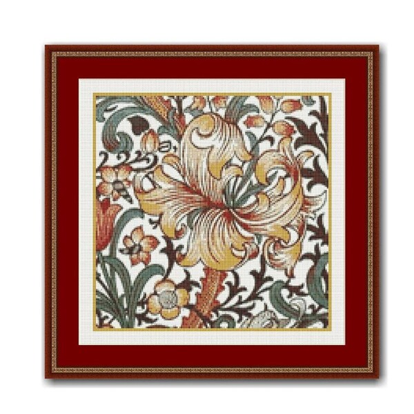 William Morris GOLDEN LILY Counted Cross Stitch Pattern, Instant Download (718)