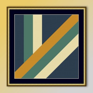 Geometric Retro Cross Stitch Pattern, Instant Digital Download Abstract, Printable Mid-Century Modern Minimalist Chart (062)