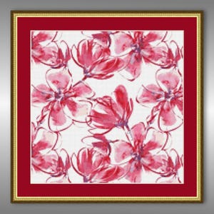LAATSTE! - Lentebloesem bloemen kruissteekpatroon, instant digitale download botanische ColourBurst 23 bloemenkaart (537)