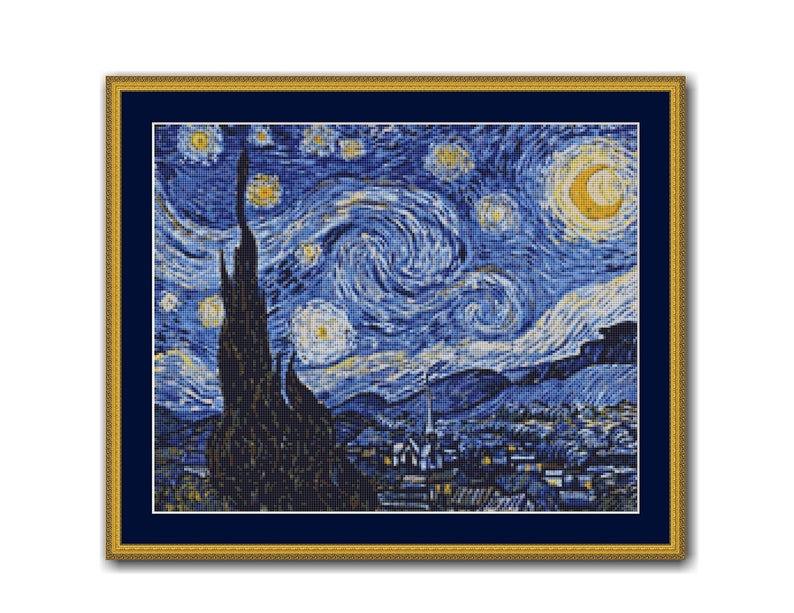 Van Gogh's STARRY NIGHT Cross Stitch Pattern Instant Etsy