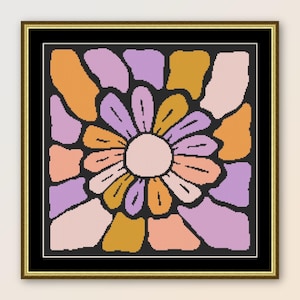Abstraktes Blumen Kreuzstichmuster, sofortiger digitaler Download, druckbare PDF-Datei, minimalistische moderne Boho botanische Karte, ""Springtime"" (117)"