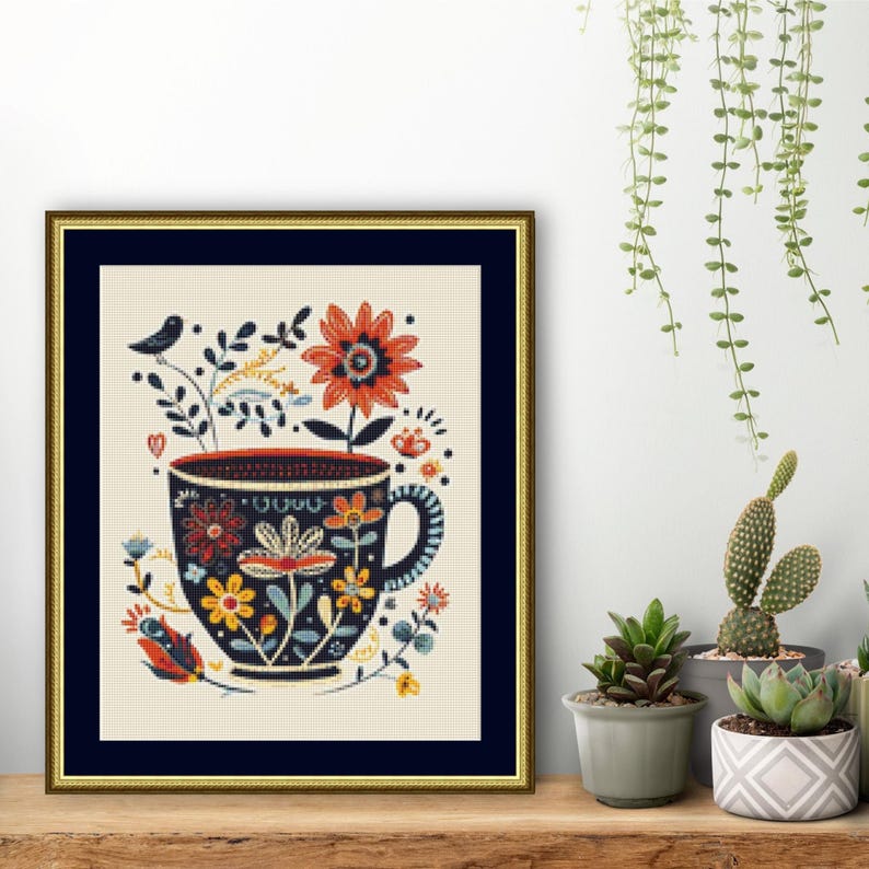 Folk Art Tea Cup from Sydney Lee Designs