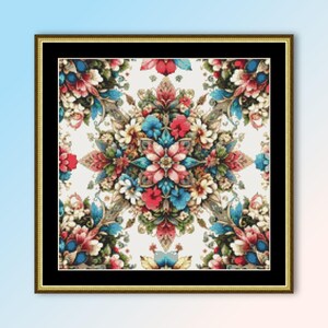 LAST ONE! - Floral Cross Stitch Pattern, Instant Digital Download Botanical ColourBurst 32, PDF Flower Chart, "Summer's Here!   (002)