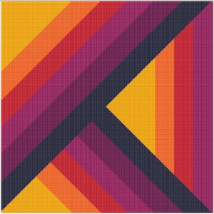 Retro geometrische Kreuzstich Muster, sofortiger digitaler Download Abstrakt, druckbare moderne Mitte des Jahrhunderts minimalistische Karte (027)