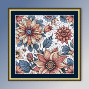 LAST ONE! - Floral Cross Stitch Pattern, Instant Digital Download Botanical ColourBurst 12 Flower Chart   (449)
