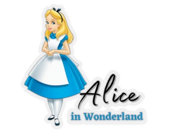 Alice in Wonderland. Kiss-Cut Stickers. Kids Movie. Blue Design. Cartoon.Single Stickers. Collector. Custom Design. Easy Peel. Gift for Craf