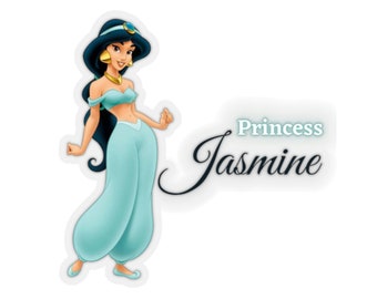 Princess Jasmine. Kiss-Cut Stickers. Cartoon. Movie. Disney. Aladdin. Blue Design. Single Stickers. Collector. Custom Design. Easy Peel. Gif