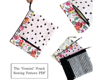 Double Zip Sewing Bag Pattern//Planner Pouch Bag Pattern//Kindle Pouch Pattern//Easy Bag Pattern//Art Bag Pattern