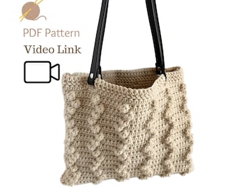 CROCHET BAG Pattern, Book Bag Pattern, Crochet Bag with Handle Pattern, Easy Crochet Pattern, Beginner Crochet Pattern, Crochet Tote Bag