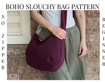 Hobo Crossbody Bag Sewing Pattern PDF | Slouchy Shoulder Bag Tutorial | Everyday Purse DIY | Beginner Friendly Handbag Pattern
