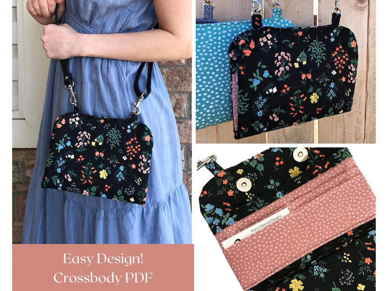 Quilted Crossbody Bag Sewing Pattern PDF | Zipper Purse & Wallet Bag ...