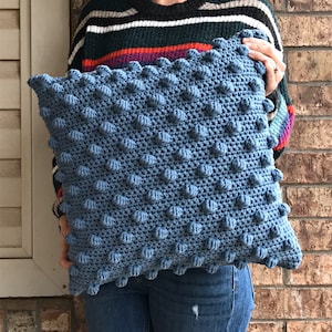 CROCHET PATTERN//Beginner Crochet Pattern//Crochet Pillow Pattern//Bobble Stitch 18”x18”