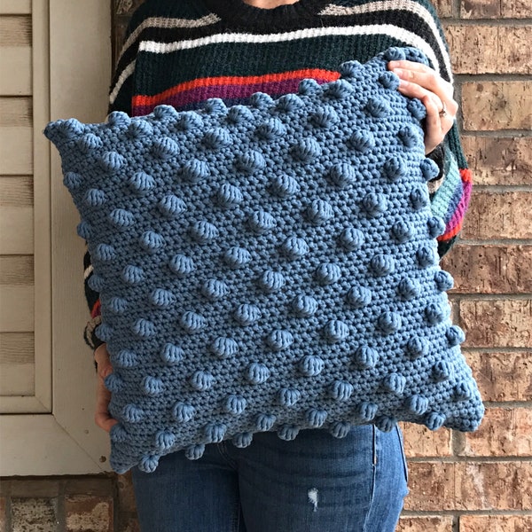 CROCHET PATTERN//Beginner Crochet Pattern//Crochet Pillow Pattern//Bobble Stitch 18”x18”