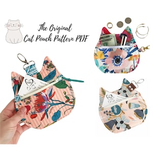 Sewing Pattern//Bag Pattern pdf//Cat Pouch Pattern//Zipper Pouch Pattern