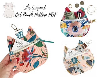 Sewing Pattern//Bag Pattern pdf//Cat Pouch Pattern//Zipper Pouch Pattern