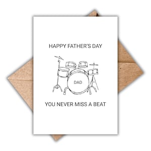 Vaderdagkaart drummer Dad You Never Miss a Beat, digitale download, fijne Vaderdag