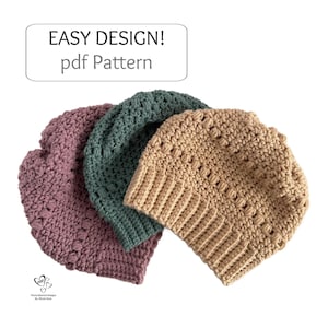CROCHET HAT PATTERN//Slouchy Beanie Pattern//Easy Design//Beginner Design