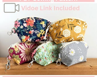 Keychain Pouch Sewing Pattern PDF | Mini Zipper Coin Pouch Tutorial | Small Bag Pattern | Beginner Sewing Project | DIY Keychain Wallet