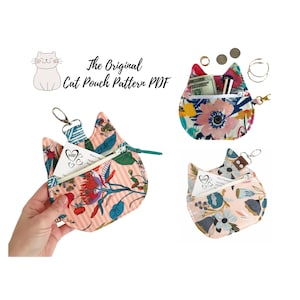Sewing Pattern//Bag Pattern pdf//Cat Pouch Pattern//Zipper Pouch Pattern