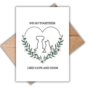 Cartão de aniversário para gato e cachorro para impressão, download digital, cartão de feliz aniversário