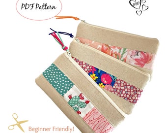 Pencil Pouch Pattern//Bag Sewing Pattern//Patchwork Pouch//Sunglasses Bag//Zipper Bag Pattern//Travel Pouch Pattern//Makeup Bag Pattern