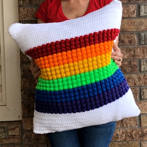 Large Pillow Crochet Pattern//Rainbow Pillow Pattern//Crochet Pillow Pattern