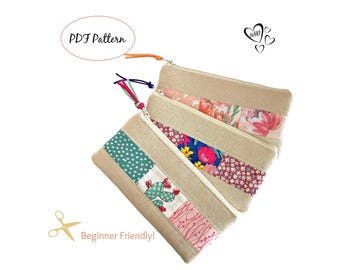 ZIPPER POUCH Sewing Pattern, Beginner Sewing, Easy Sewing Pattern, Scrap Fabric Pattern, Bag Sewing Pattern, Pencil Pouch Pattern, PDF