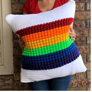 Large Pillow Crochet Pattern//Rainbow Pillow Pattern//Crochet Pillow Pattern