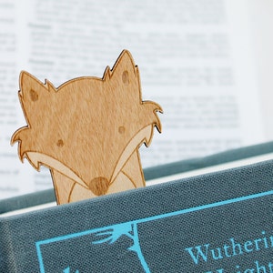 Fox Bookmark Wooden Engraved Cute Funny Book Geek Personalised Customised Woodland Bookworm image 1