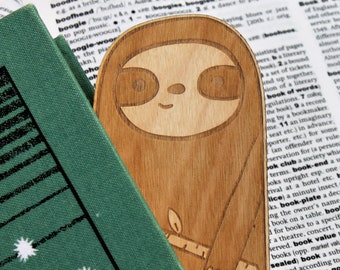 Engraved Wooden Sloth Bookmark Personalised Book Lover Gift for the Bookish Literary Birthday