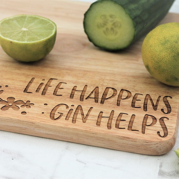 Funny Gin Gift - Wood Chopping Board - For Her