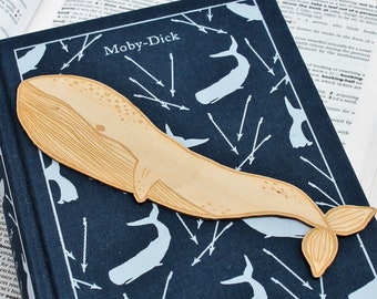 Blue Whale Wooden Bookmark Gift - Literary Birthday Present