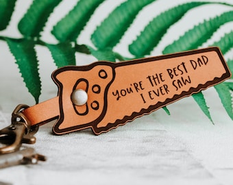 Funny Dad Gift - Leather Keyring for Craftsman Joiner or Carpenter on Fathers day