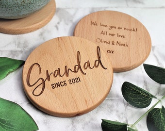Personalised Grandad Coaster - Wooden Engraved Fathers Day Gift