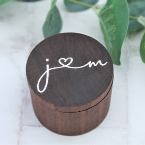 Engraved Wooden Ring Box with Personalised Initials - For Wedding Day or Engagement