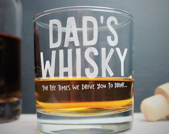 Dad's Whisky Funny Glass Tumbler for Dad Birthday Gift Idea Fathers day Whiskey