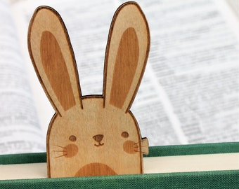 Wooden Bunny Rabbit Bookmark Engraved Personalised Book Lover Gift for the Bookish Literary Birthday