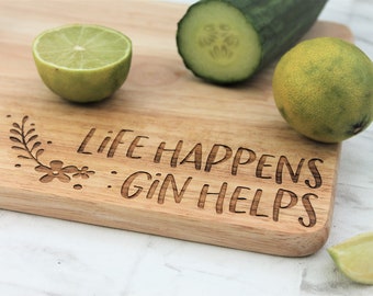 Funny Gin Gift - Wood Chopping Board - For Her