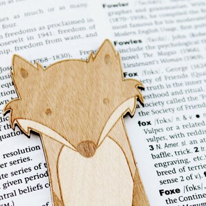 Fox Bookmark Wooden Engraved Cute Funny Book Geek Personalised Customised Woodland Bookworm image 2