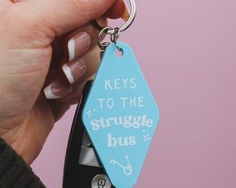 Struggle Bus - Funny Car Keyring - Motel Style Keychain - Mum Bestie Friend Gift