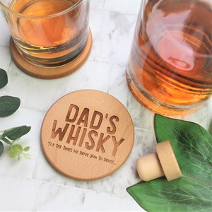 Dad's Whisky Wooden Personalised Funny Coaster Engraved Fathers Day Gift image 3