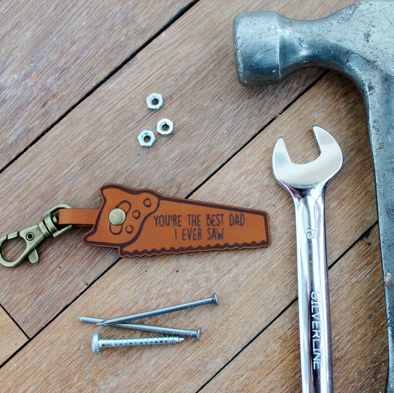 Funny Dad Keyring Leather Keyring Dad Gift for Man Cave Etsy