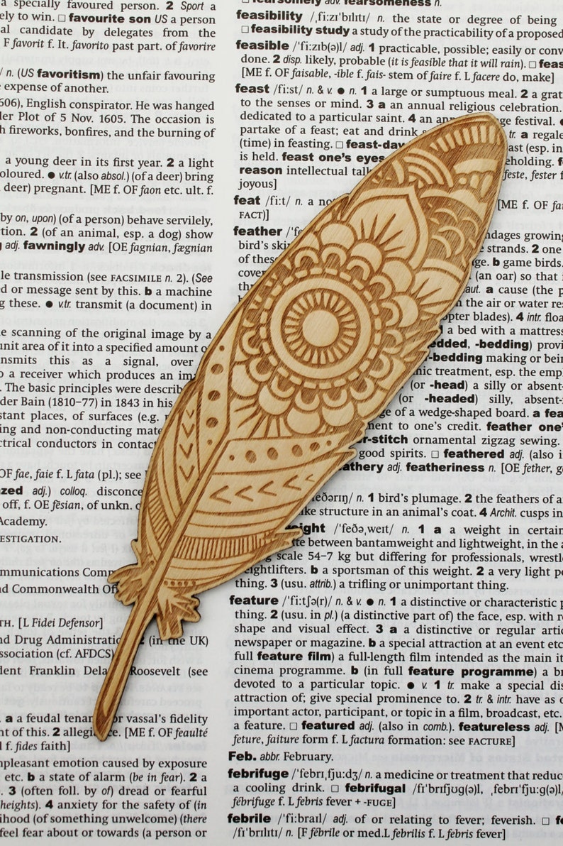 Feather Bookmark Book Lover Gift Personalized bookmark Mandala Pattern image 2