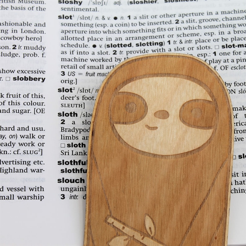 Engraved Wooden Sloth Bookmark Personalised Book Lover Gift Etsy